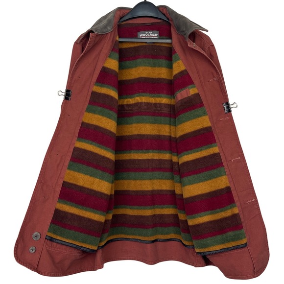 Woolrich Duck Canvas Barn Chore Jacket Blanket Lined Mens M Red Field Coat